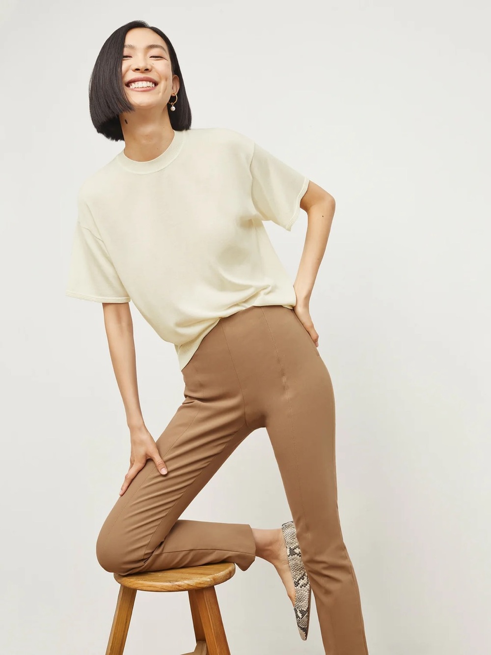 The Foster Cigarette Pant - PowerStretch in Saddle - Picture 5 of 9